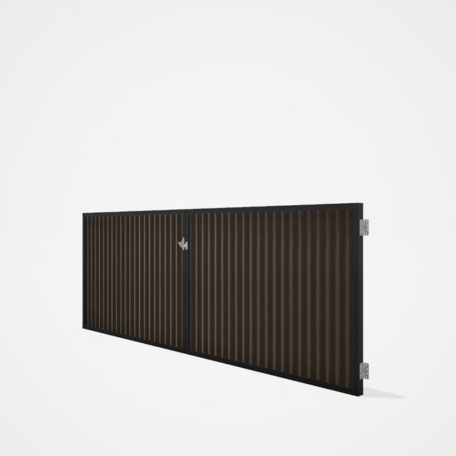 Good Neighbour® CGI Gate Premium .35 BMT Double 1.2m High Sheet: Banyan Brown, Frame: Ebony