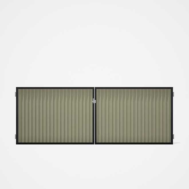 Good Neighbour® CGI Gate Premium .35 BMT Double 1.2m High Sheet: Moss Vale Sand, Frame: Ebony