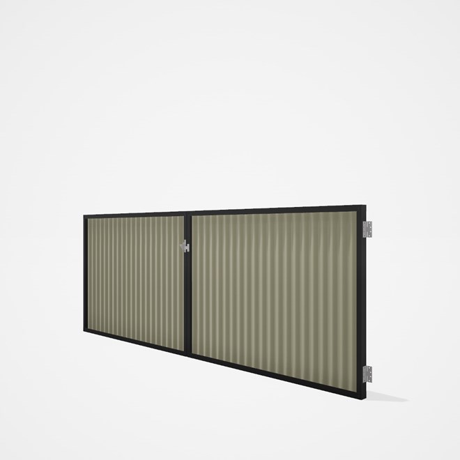 Good Neighbour® CGI Gate Premium .35 BMT Double 1.2m High Sheet: Moss Vale Sand, Frame: Ebony