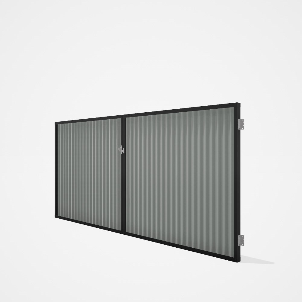 Good Neighbour® CGI Gate Premium .35 BMT Double 1.5m High Sheet: Gull Grey, Frame: Ebony