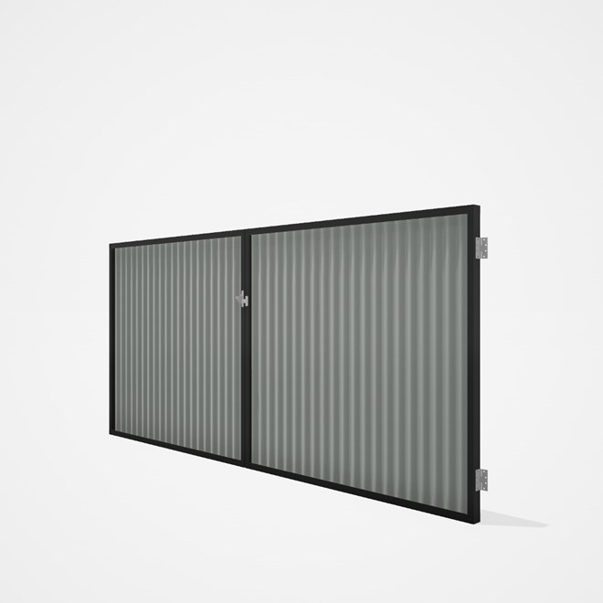 Good Neighbour® CGI Gate Premium .35 BMT Double 1.5m High Sheet: Gull Grey, Frame: Ebony