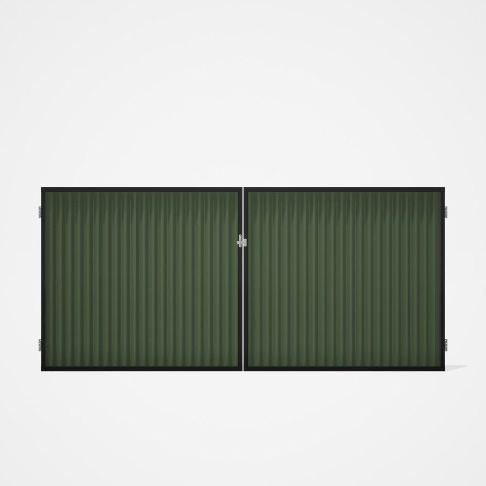 Good Neighbour® CGI Gate Premium .35 BMT Double 1.5m High Sheet: Mist Green, Frame: Ebony