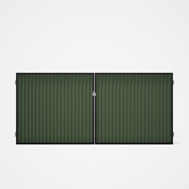 Good Neighbour® CGI Gate Premium .35 BMT Double 1.5m High Sheet: Mist Green, Frame: Ebony
