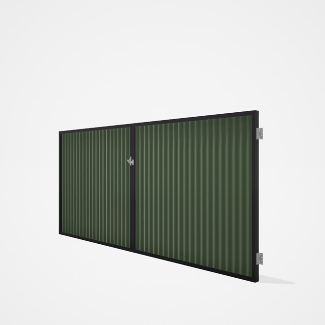 Good Neighbour® CGI Gate Premium .35 BMT Double 1.5m High Sheet: Mist Green, Frame: Ebony