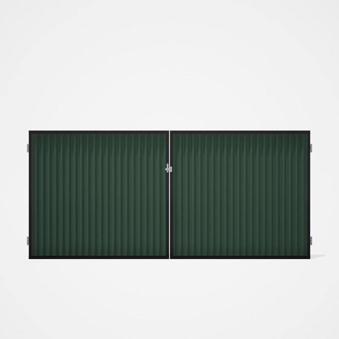 Good Neighbour® CGI Gate Premium .35 BMT Double 1.5m High Sheet: Rivergum, Frame: Ebony