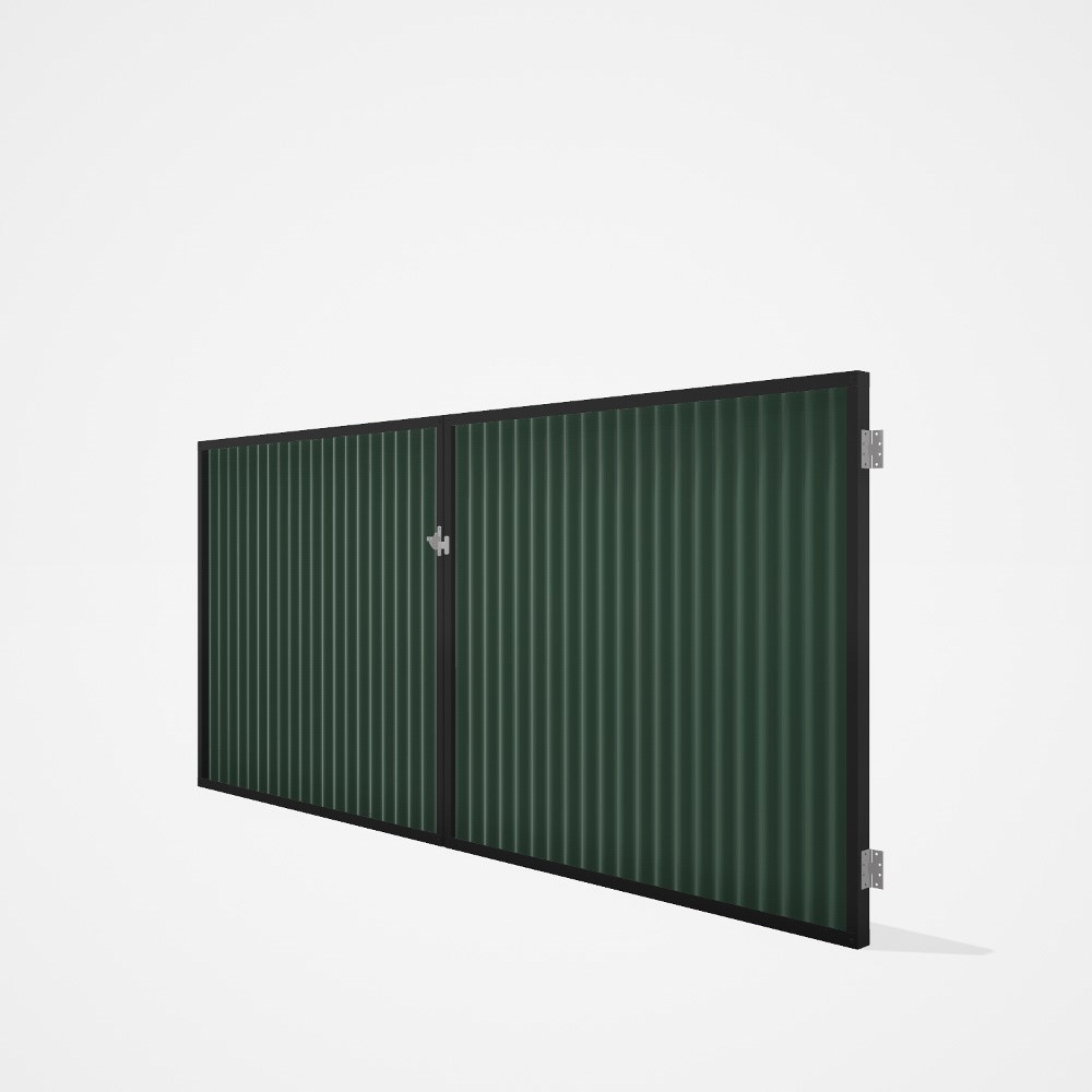 Good Neighbour® CGI Gate Premium .35 BMT Double 1.5m High Sheet: Rivergum, Frame: Ebony