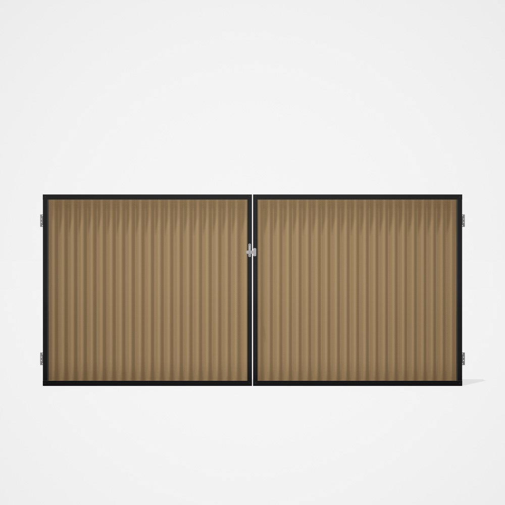 Good Neighbour® CGI Gate Premium .35 BMT Double 1.5m High Sheet: Wheat, Frame: Ebony