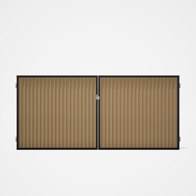 Good Neighbour® CGI Gate Premium .35 BMT Double 1.5m High Sheet: Wheat, Frame: Ebony