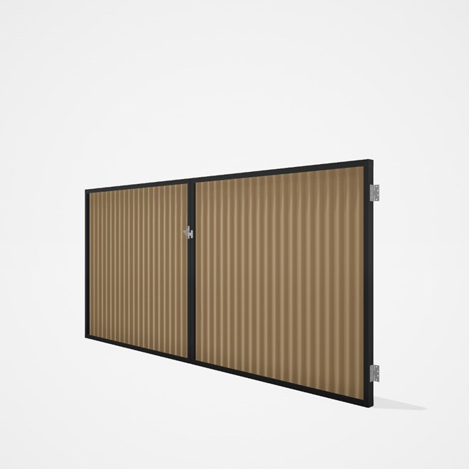 Good Neighbour® CGI Gate Premium .35 BMT Double 1.5m High Sheet: Wheat, Frame: Ebony