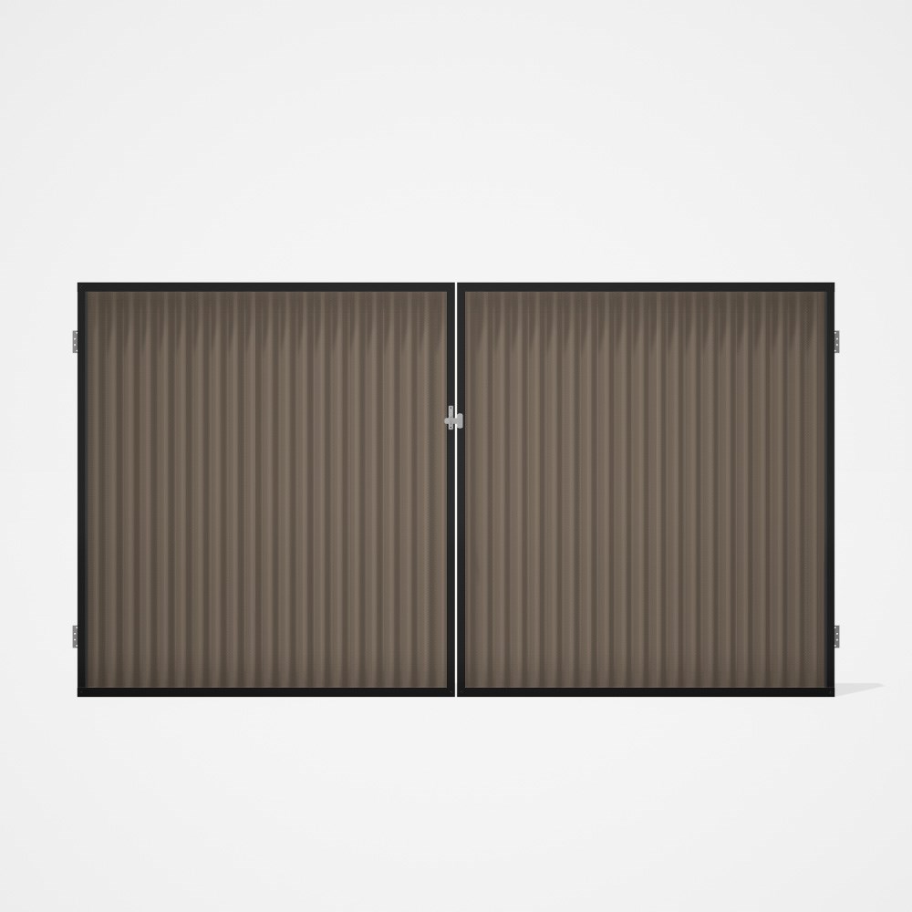 Good Neighbour® CGI Gate Premium .35 BMT Double 1.8m High Sheet: Beige, Frame: Ebony