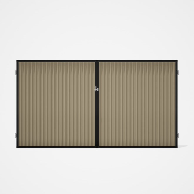 Good Neighbour® CGI Gate Premium .35 BMT Double 1.8m High Sheet: Merino, Frame: Ebony