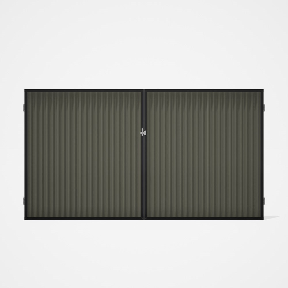 Good Neighbour® CGI Gate Premium .35 BMT Double 1.8m High Sheet: Marsh, Frame: Ebony