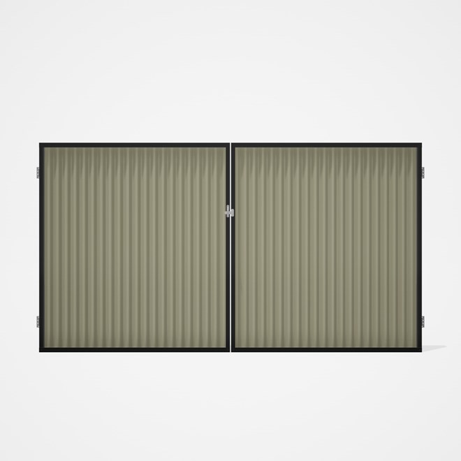 Good Neighbour® CGI Gate Premium .35 BMT Double 1.8m High Sheet: Moss Vale Sand, Frame: Ebony