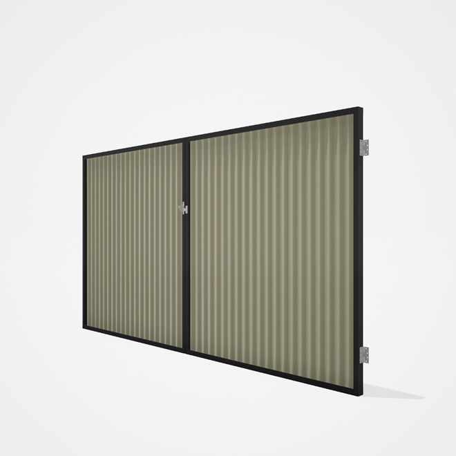 Good Neighbour® CGI Gate Premium .35 BMT Double 1.8m High Sheet: Moss Vale Sand, Frame: Ebony