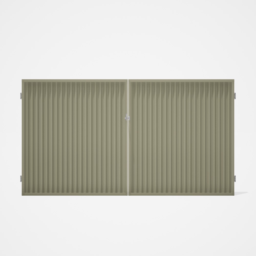 Good Neighbour® CGI Gate Premium .35 BMT Double 1.8m High Sheet: Moss Vale Sand, Frame: Moss Vale Sa
