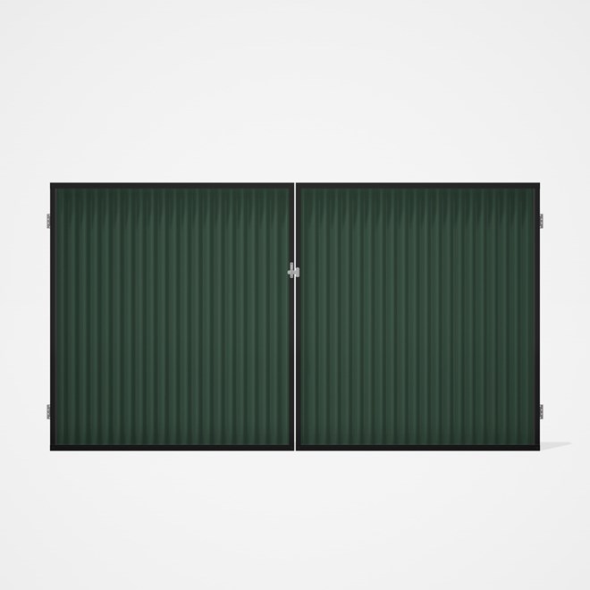 Good Neighbour® CGI Gate Premium .35 BMT Double 1.8m High Sheet: Rivergum, Frame: Ebony