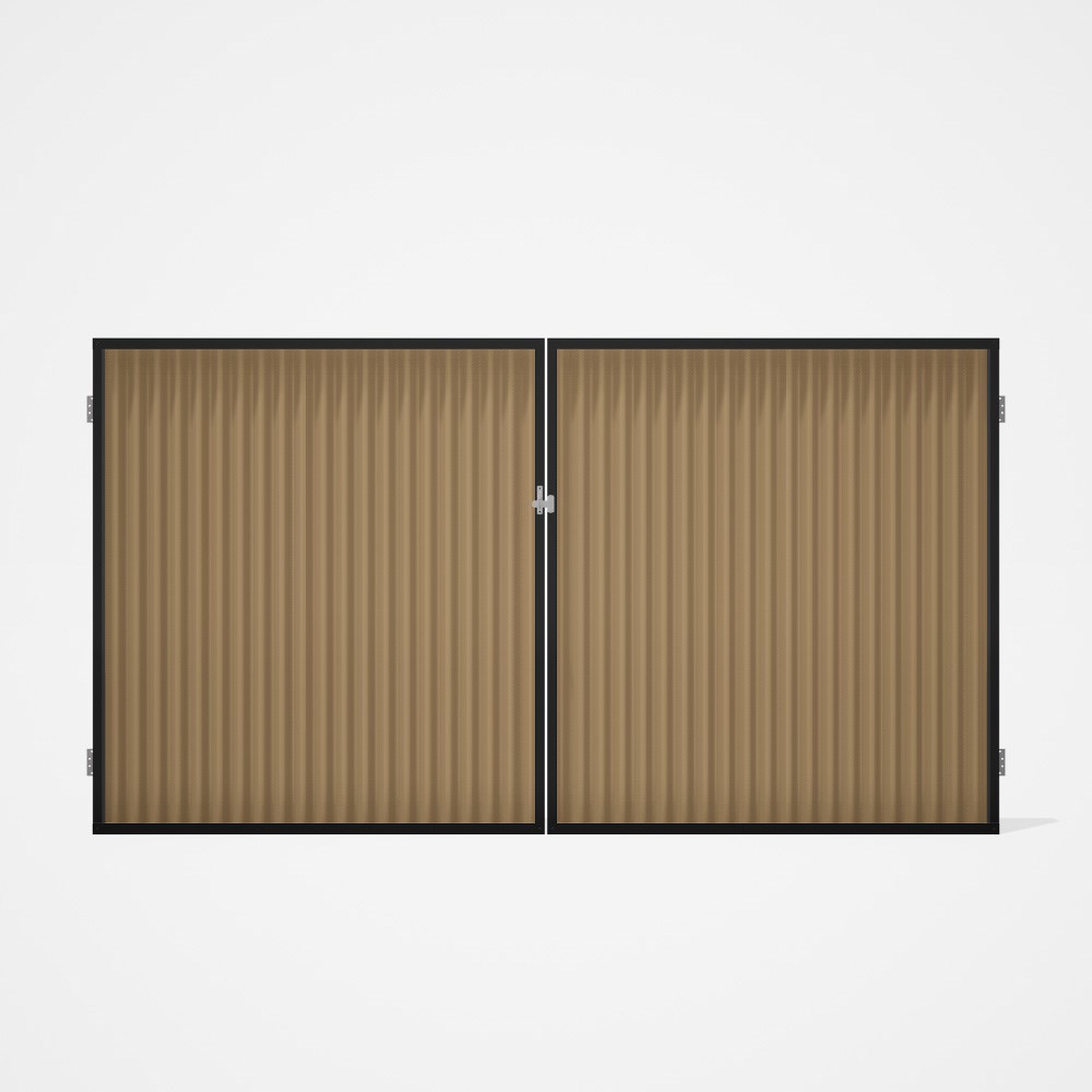 Good Neighbour® CGI Gate Premium .35 BMT Double 1.8m High Sheet: Wheat, Frame: Ebony
