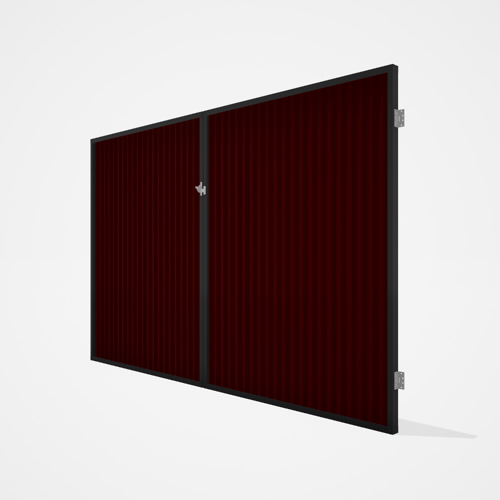 Good Neighbour® CGI Gate Premium .35 BMT Double 2.1m High Sheet: Heritage Red, Frame: Ebony
