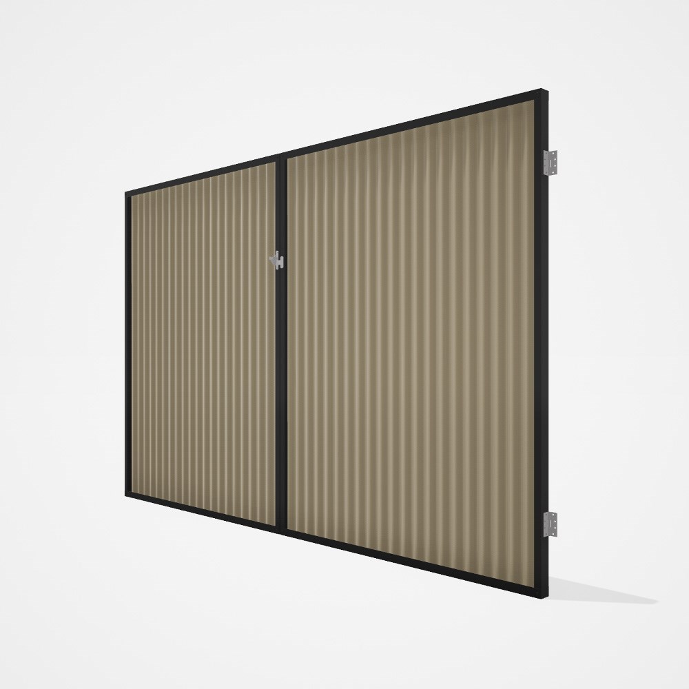 Good Neighbour® CGI Gate Premium .35 BMT Double 2.1m High Sheet: Merino, Frame: Ebony