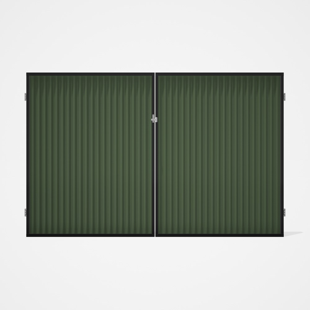 Good Neighbour® CGI Gate Premium .35 BMT Double 2.1m High Sheet: Mist Green, Frame: Ebony