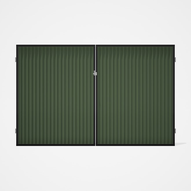 Good Neighbour® CGI Gate Premium .35 BMT Double 2.1m High Sheet: Mist Green, Frame: Ebony