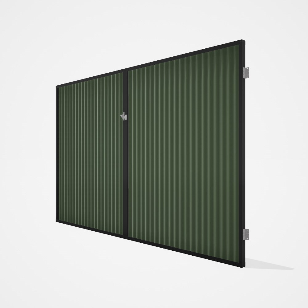Good Neighbour® CGI Gate Premium .35 BMT Double 2.1m High Sheet: Mist Green, Frame: Ebony