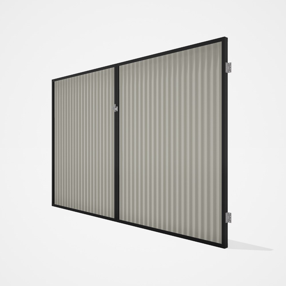 Good Neighbour® CGI Gate Premium .35 BMT Double 2.1m High Sheet: Off White, Frame: Ebony