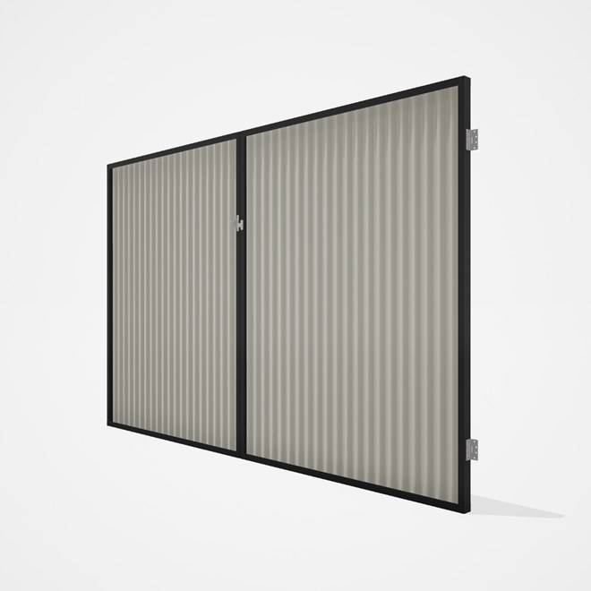 Good Neighbour® CGI Gate Premium .35 BMT Double 2.1m High Sheet: Off White, Frame: Ebony