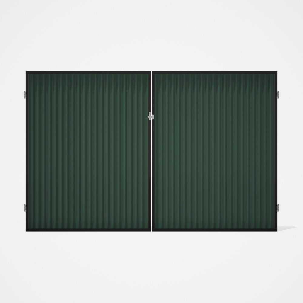 Good Neighbour® CGI Gate Premium .35 BMT Double 2.1m High Sheet: Rivergum, Frame: Ebony