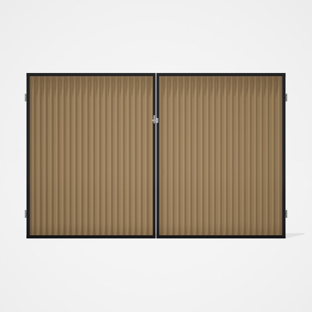 Good Neighbour® CGI Gate Premium .35 BMT Double 2.1m High Sheet: Wheat, Frame: Ebony