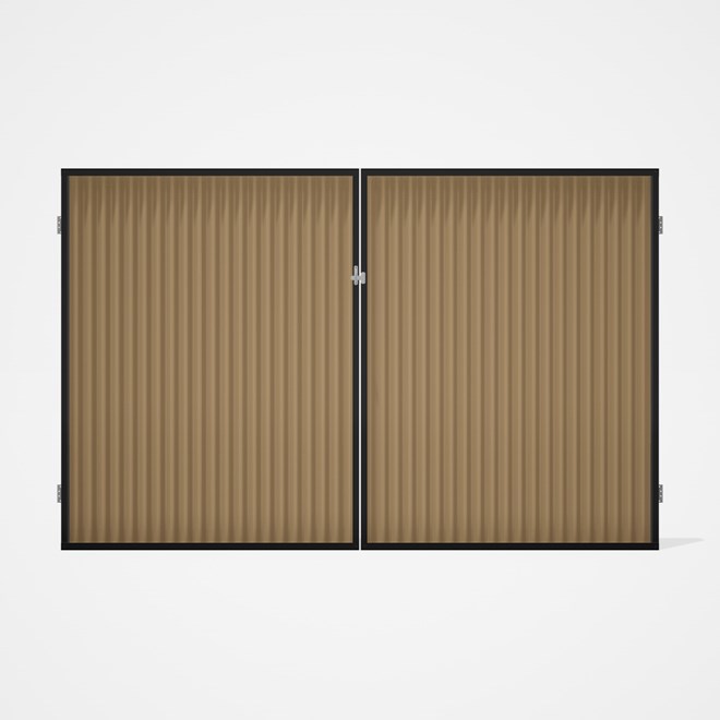 Good Neighbour® CGI Gate Premium .35 BMT Double 2.1m High Sheet: Wheat, Frame: Ebony