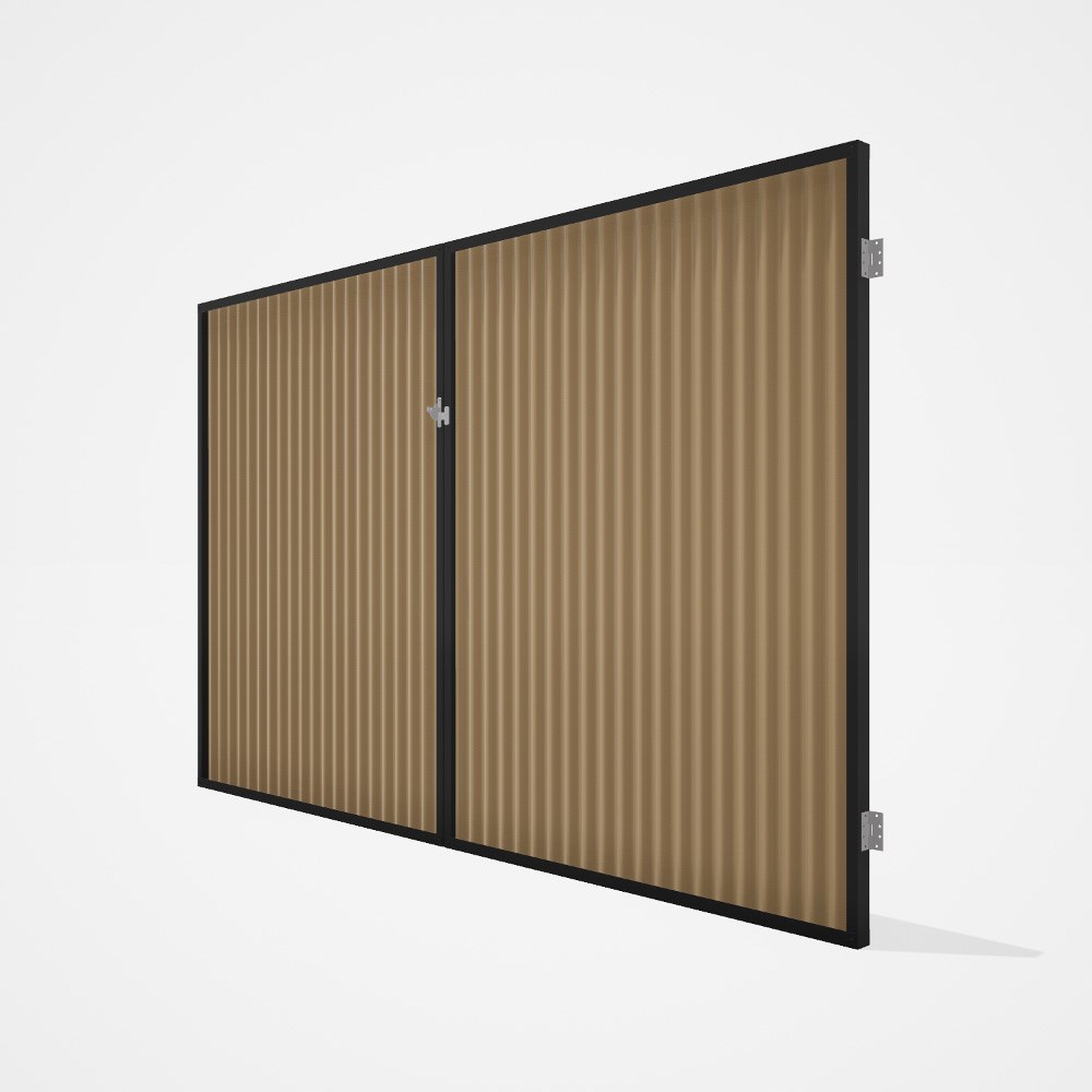 Good Neighbour® CGI Gate Premium .35 BMT Double 2.1m High Sheet: Wheat, Frame: Ebony