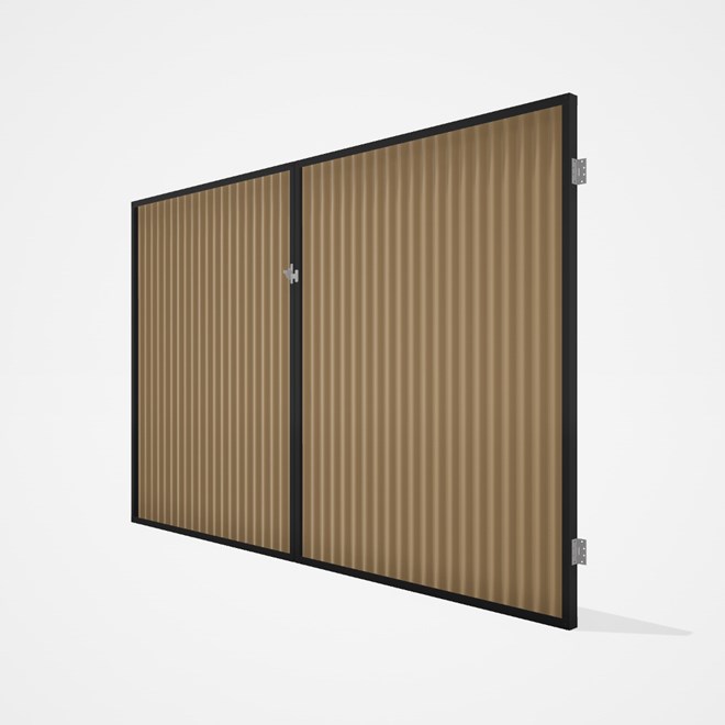 Good Neighbour® CGI Gate Premium .35 BMT Double 2.1m High Sheet: Wheat, Frame: Ebony