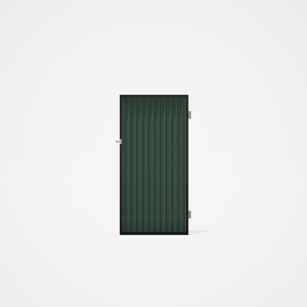 Good Neighbour® CGI Gate Premium .35 BMT Single 1.8m High Sheet: Rivergum, Frame: Ebony