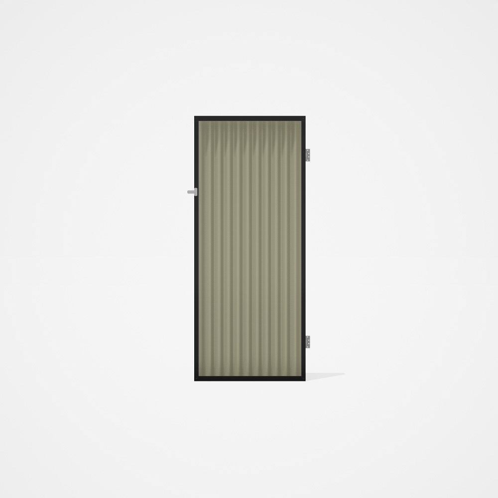 Good Neighbour® CGI Gate Premium .35 BMT Single 2.1m High Sheet: Moss Vale Sand, Frame: Ebony