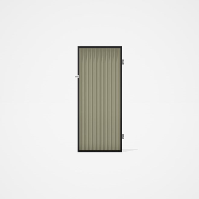 Good Neighbour® CGI Gate Premium .35 BMT Single 2.1m High Sheet: Moss Vale Sand, Frame: Ebony