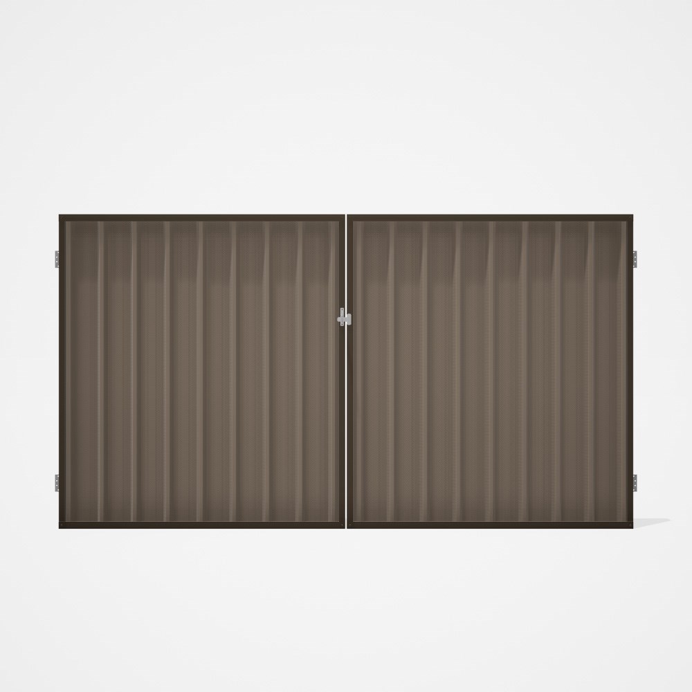 Good Neighbour® Superdek® Double Gate Standard .32 BMT 1.8m High Sheet: Beige, Frame: Banyan Brown