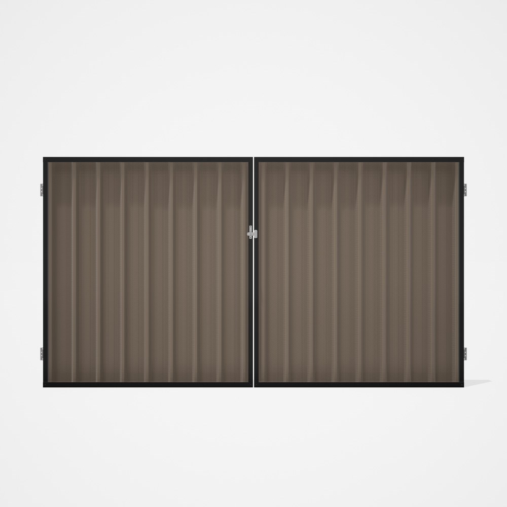 Good Neighbour® Superdek® Double Gate Standard .32 BMT 1.8m High Sheet: Beige, Frame: Ebony