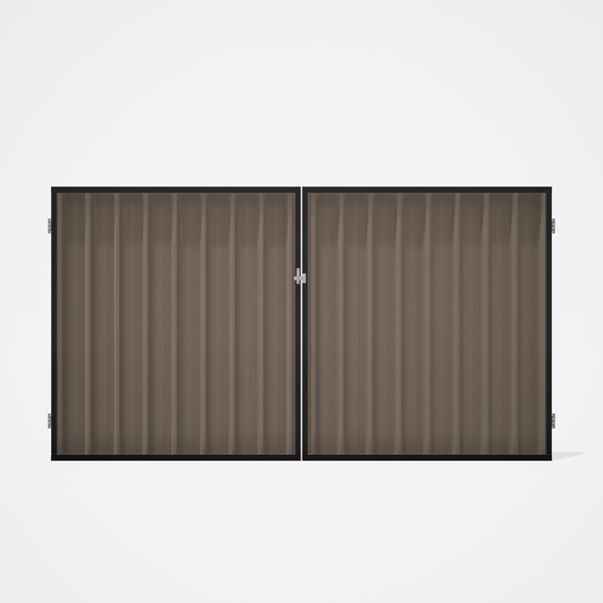 Good Neighbour® Superdek® Double Gate Standard .32 BMT 1.8m High Sheet: Beige, Frame: Ebony