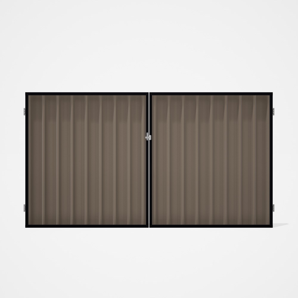 Good Neighbour® Superdek® Double Gate Standard .32 BMT 1.8m High Sheet: Beige, Frame: Gun Metal Grey