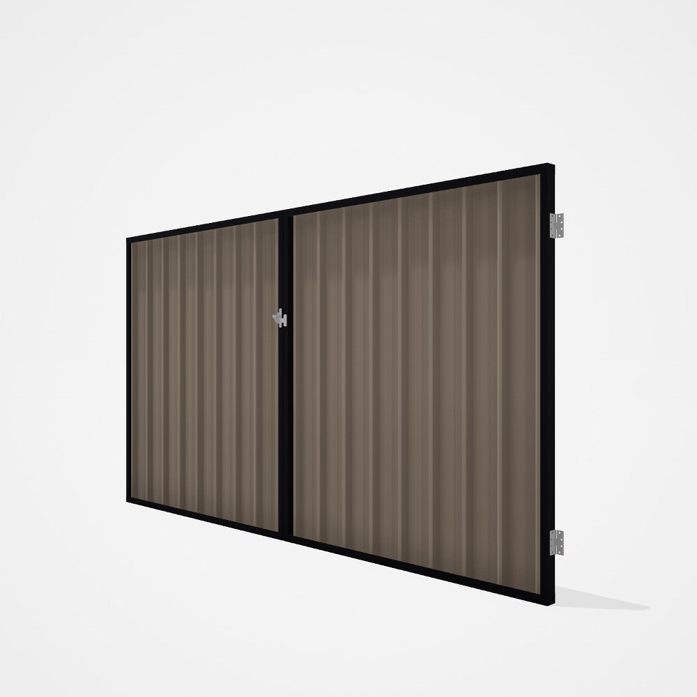 Good Neighbour® Superdek® Double Gate Standard .32 BMT 1.8m High Sheet: Beige, Frame: Gun Metal Grey