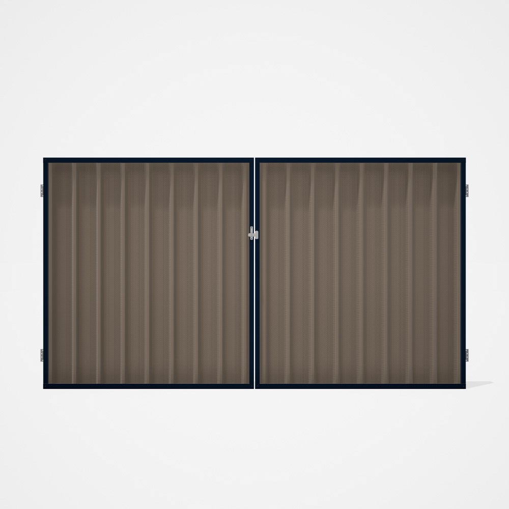Good Neighbour® Superdek® Double Gate Standard .32 BMT 1.8m High Sheet: Beige, Frame: Mountain Blue