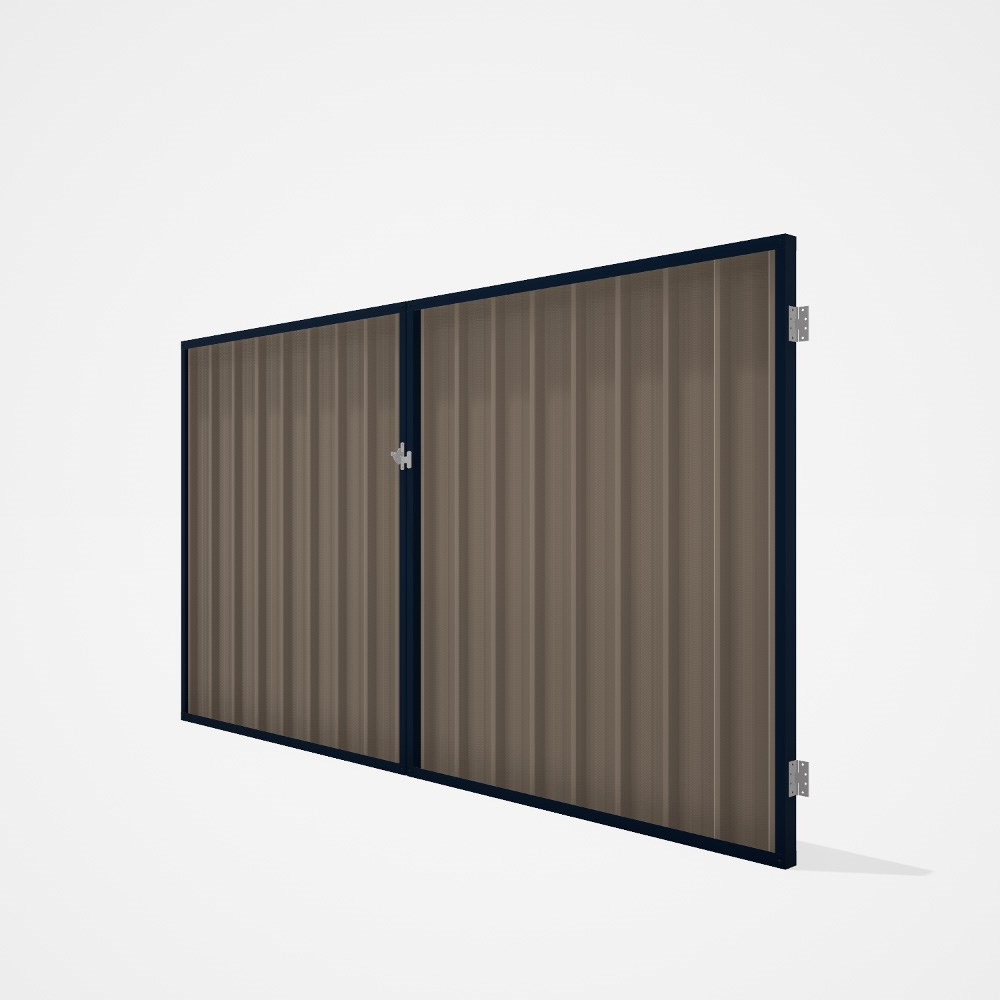 Good Neighbour® Superdek® Double Gate Standard .32 BMT 1.8m High Sheet: Beige, Frame: Mountain Blue