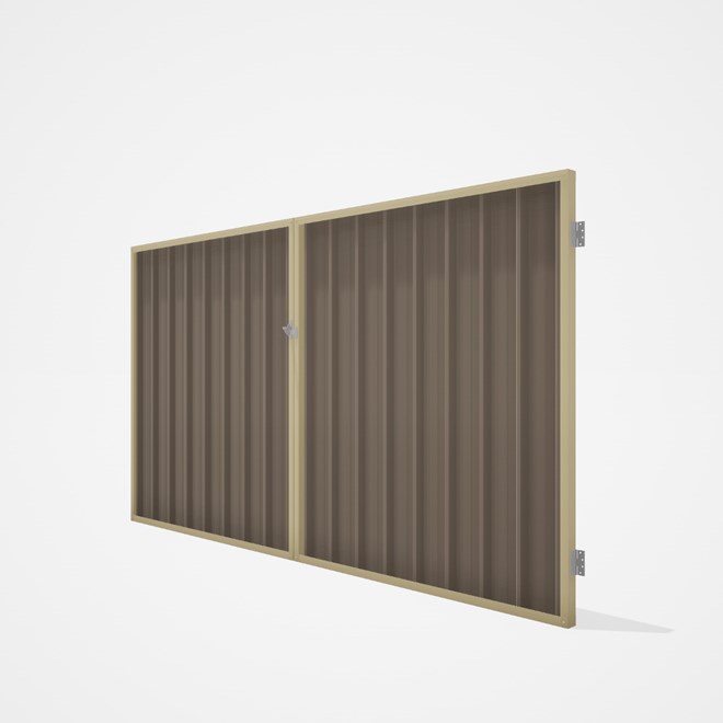 Good Neighbour® Superdek® Double Gate Standard .32 BMT 1.8m High Sheet: Beige, Frame: Primrose