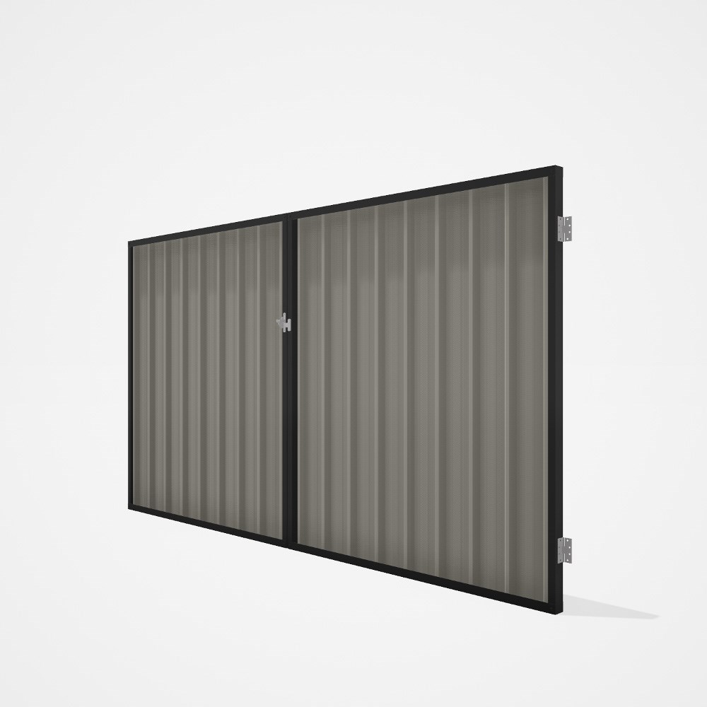 Good Neighbour® Superdek® Double Gate Standard .32 BMT 1.8m High Sheet: Birch, Frame: Ebony
