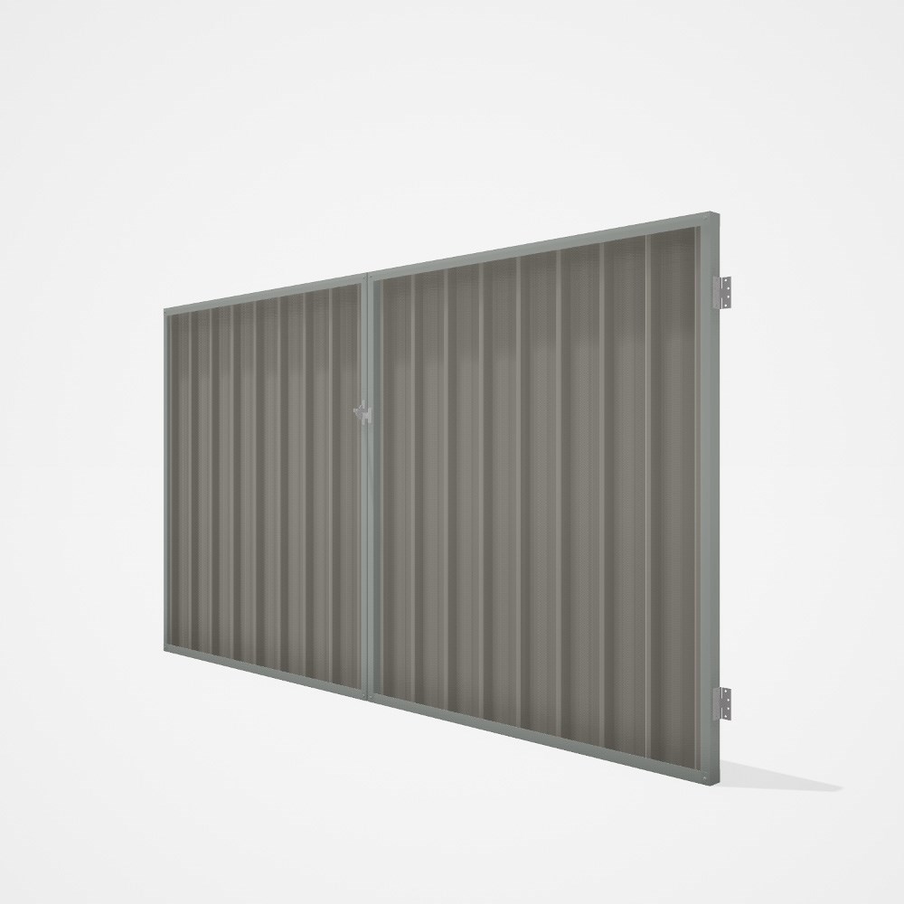 Good Neighbour® Superdek® Double Gate Standard .32 BMT 1.8m High Sheet: Birch, Frame: Gull Grey