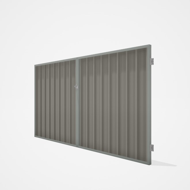 Good Neighbour® Superdek® Double Gate Standard .32 BMT 1.8m High Sheet: Birch, Frame: Gull Grey