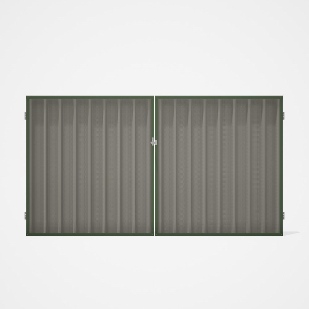 Good Neighbour® Superdek® Double Gate Standard .32 BMT 1.8m High Sheet: Birch, Frame: Mist Green
