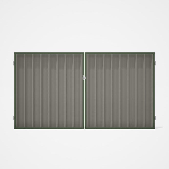 Good Neighbour® Superdek® Double Gate Standard .32 BMT 1.8m High Sheet: Birch, Frame: Mist Green