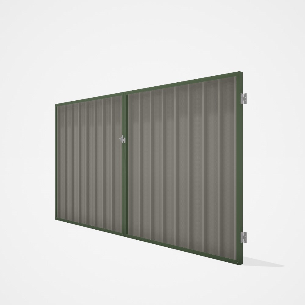 Good Neighbour® Superdek® Double Gate Standard .32 BMT 1.8m High Sheet: Birch, Frame: Mist Green